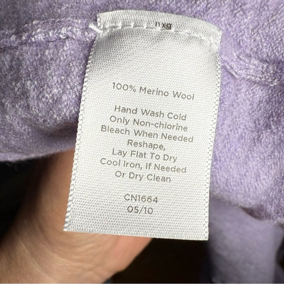 Talbots Lavender Ruffle Cardigan Merino Wool Sweater Elvin Forest Fairy Medium - Picture 7 of 7